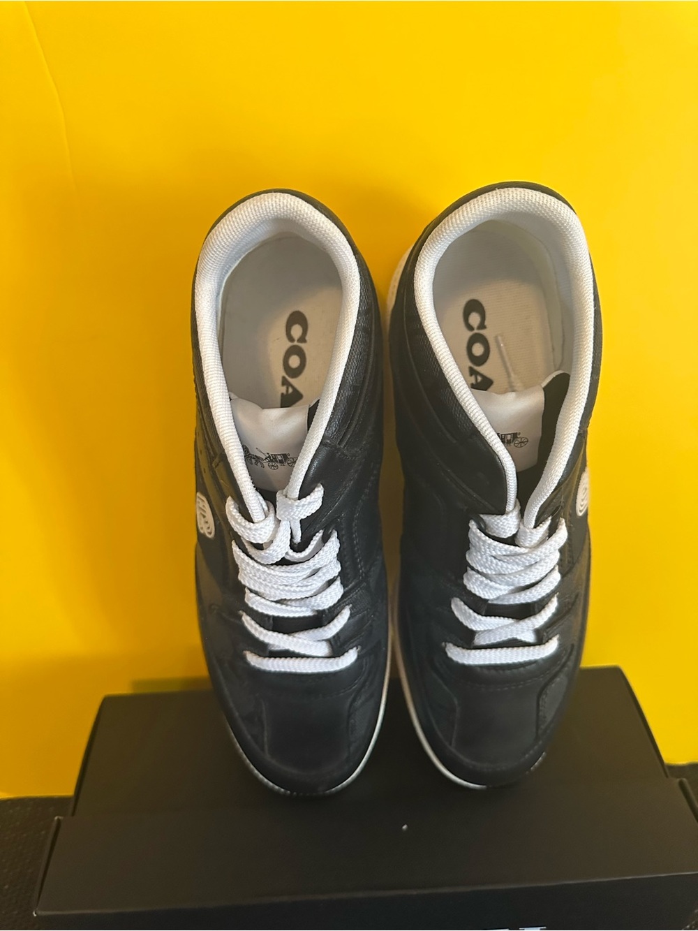 Coach Black High-Top Sneakers with White Laces